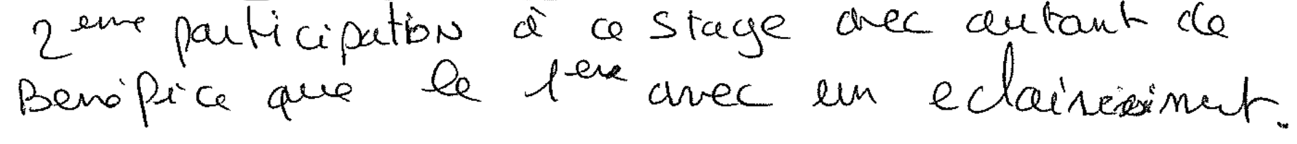 Avis manuscrit rempli à l’issue du stage