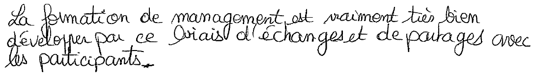 Avis manuscrit rempli à l’issue du stage