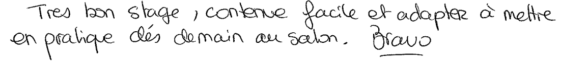 Avis manuscrit rempli à l’issue du stage