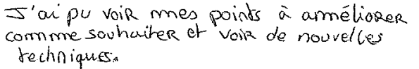 Avis manuscrit rempli à l’issue du stage