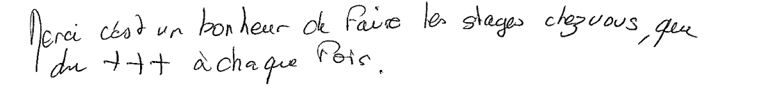 Avis manuscrit rempli à l’issue du stage