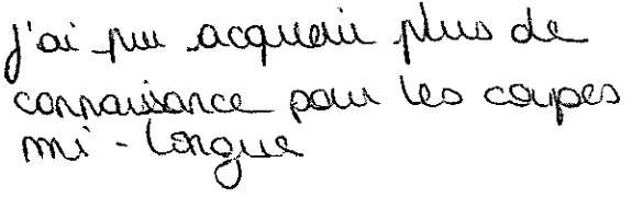 Avis manuscrit rempli à l’issue du stage