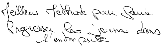 Avis manuscrit rempli à l’issue du stage