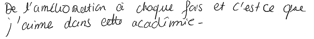 Avis manuscrit rempli à l’issue du stage
