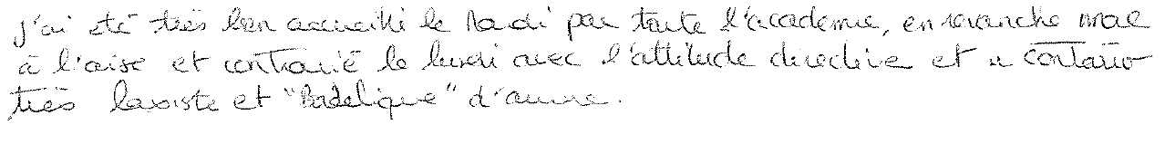 Avis manuscrit rempli à l’issue du stage