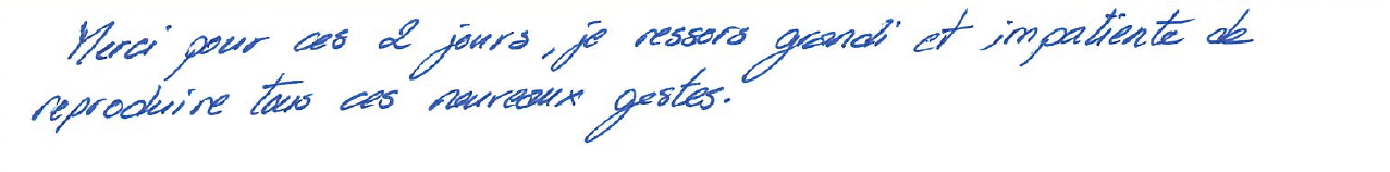 Avis manuscrit rempli à l’issue du stage