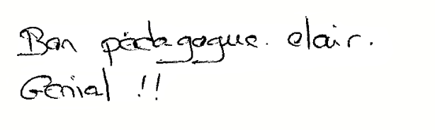 Avis manuscrit rempli à l’issue du stage