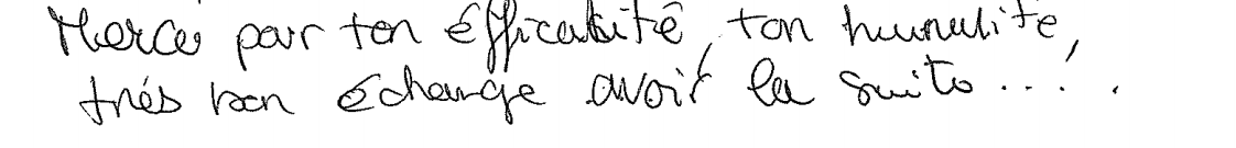 Avis manuscrit rempli à l’issue du stage