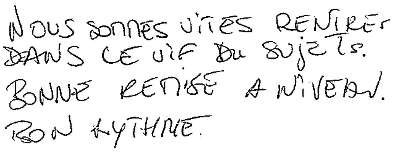 Avis manuscrit rempli à l’issue du stage
