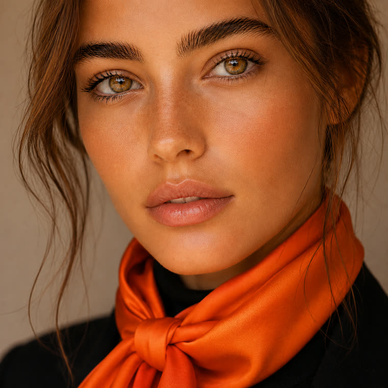 Portrait au foulard orange