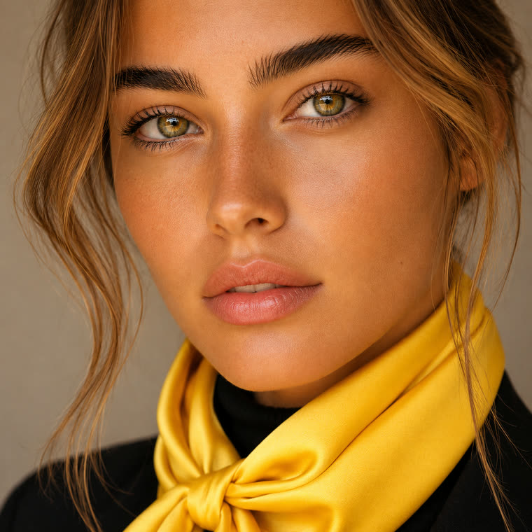 Portrait au foulard jaune doré