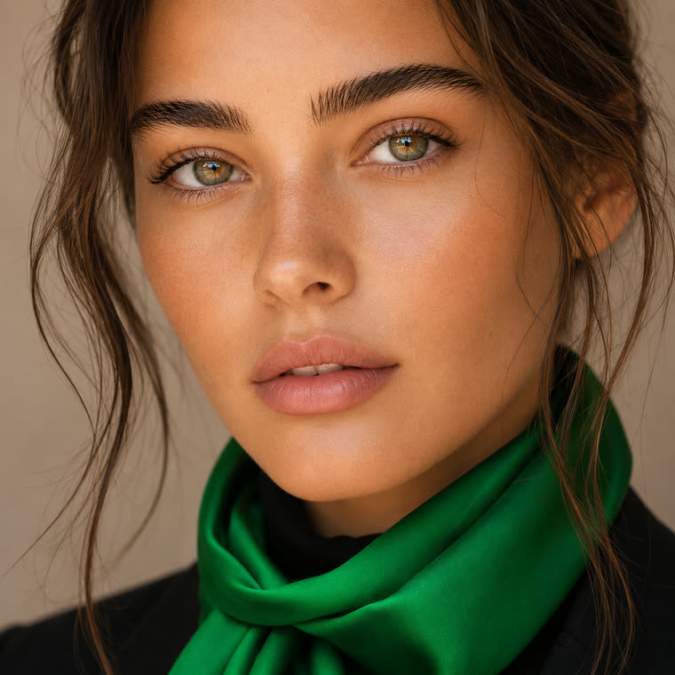 Portrait au foulard vert