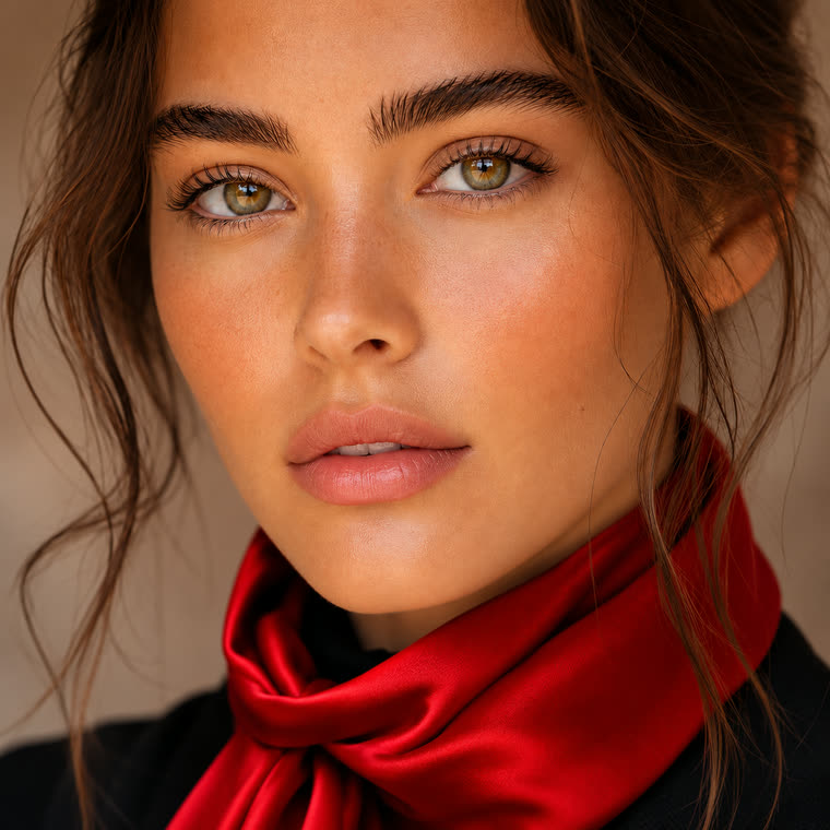 Portrait au foulard rouge