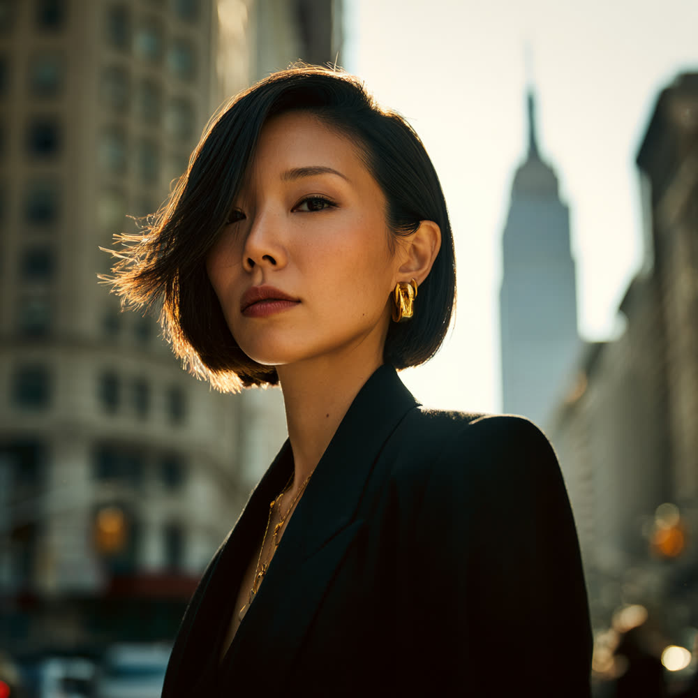 Portrait d’une femme au carré court, à New York