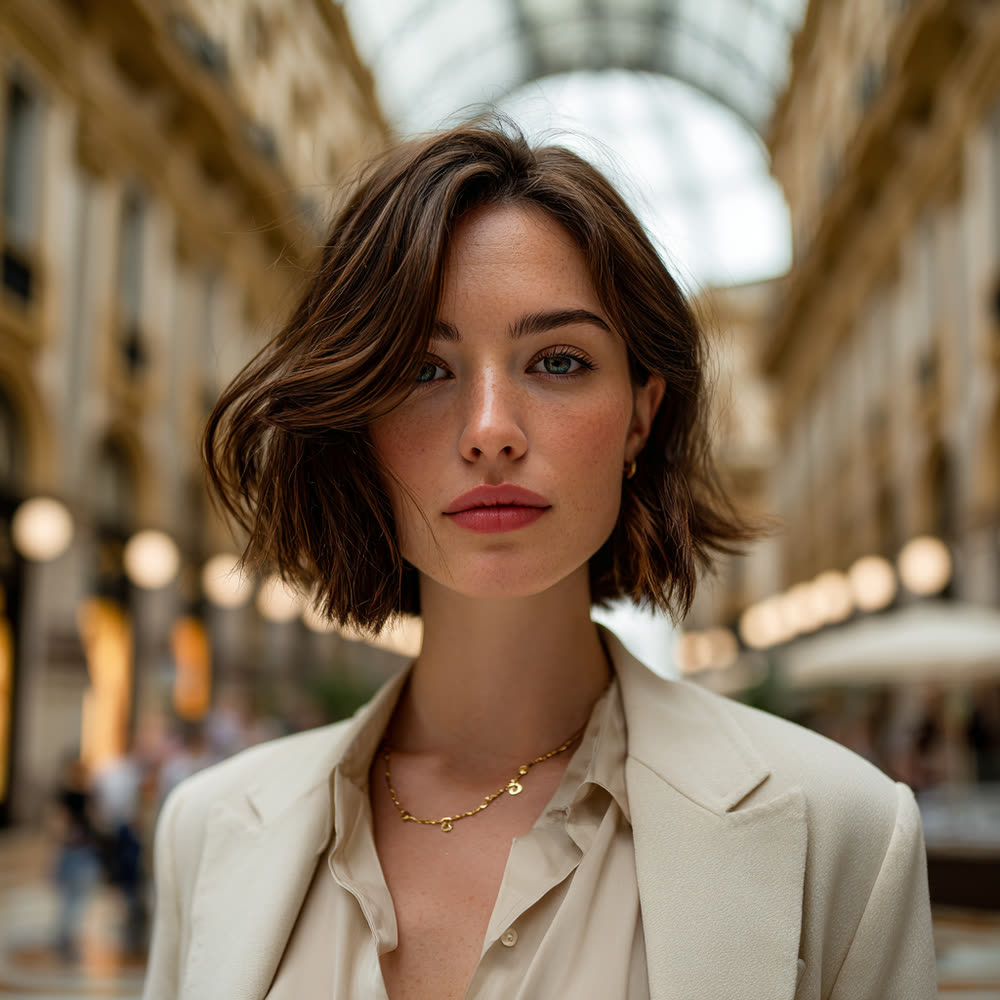Portrait d’une femme au carré court, à Milan