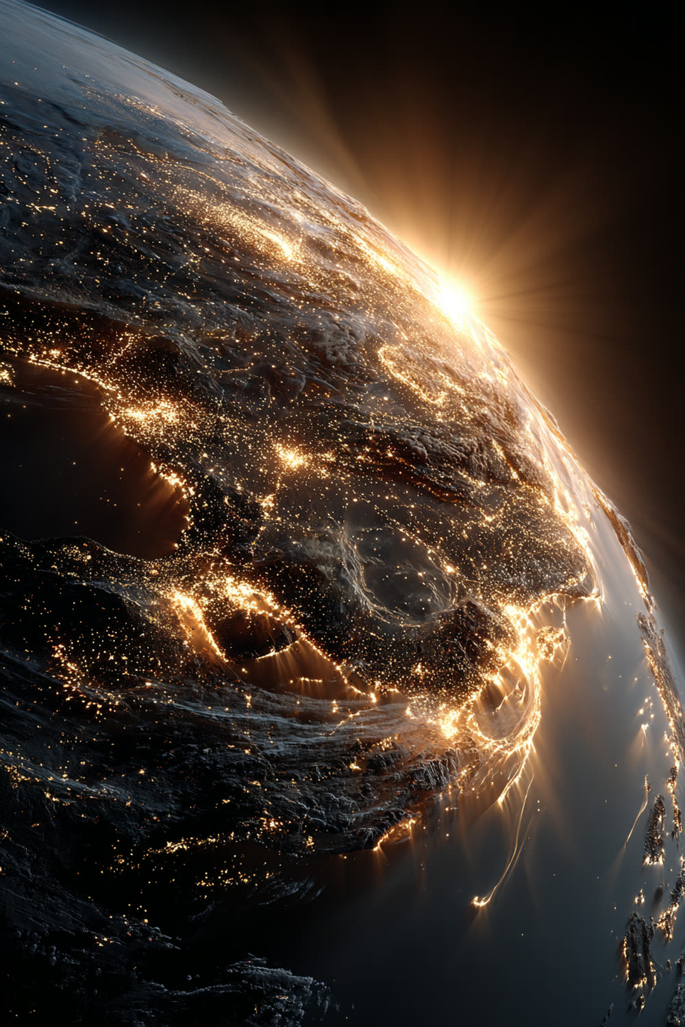 La Terre vue de nuit, constellée de lumières